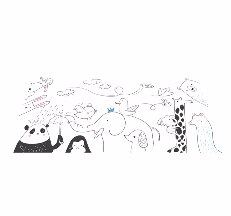 Vinylový koberec pre bábätko s minimalistickými zvieratkami - Tenstickers