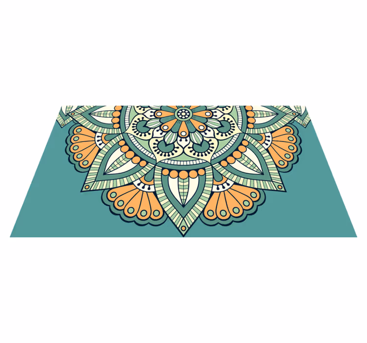 vinylový koberec mandala polovičný kvetinový motív - Tenstickers