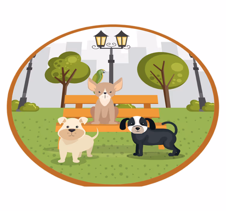 vinylové koberce zvieratá psy v parku - Tenstickers