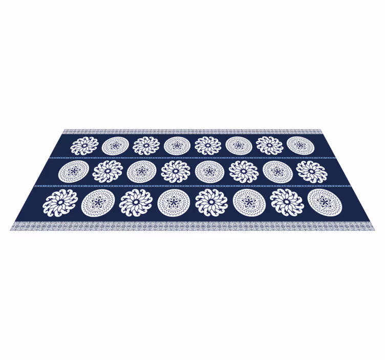 vinylový koberec mandala tmavomodré vzory - Tenstickers