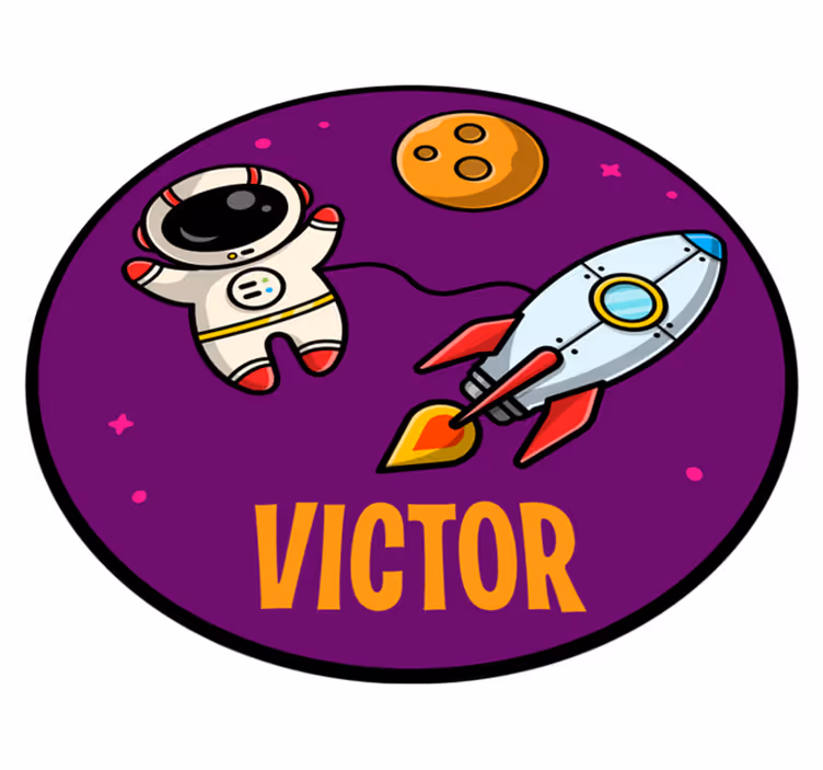 Planéty a kozmonaut na fialovej vlastnej podložke - Tenstickers