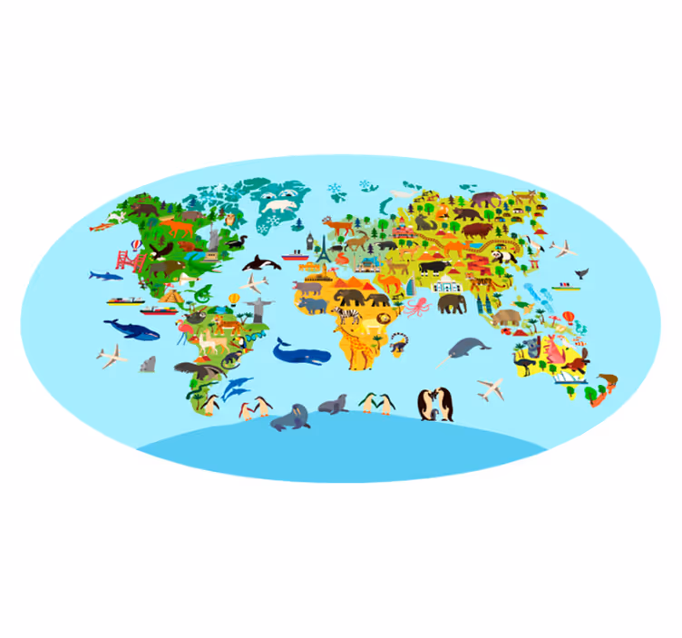 Vinylový koberec so mapou fauny a vegetácie - Tenstickers