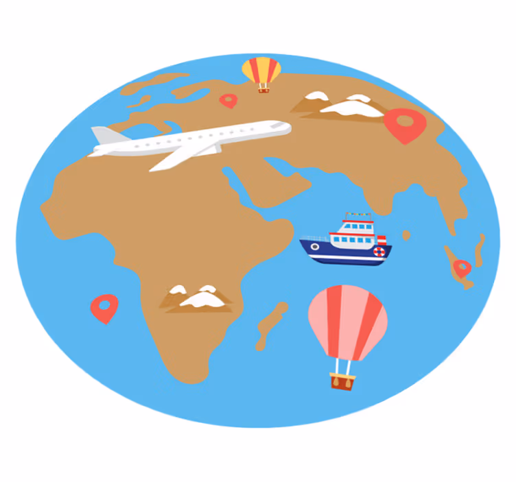 Vinylový koberec s mapou sveta inšpirovaný cestovaním - Tenstickers