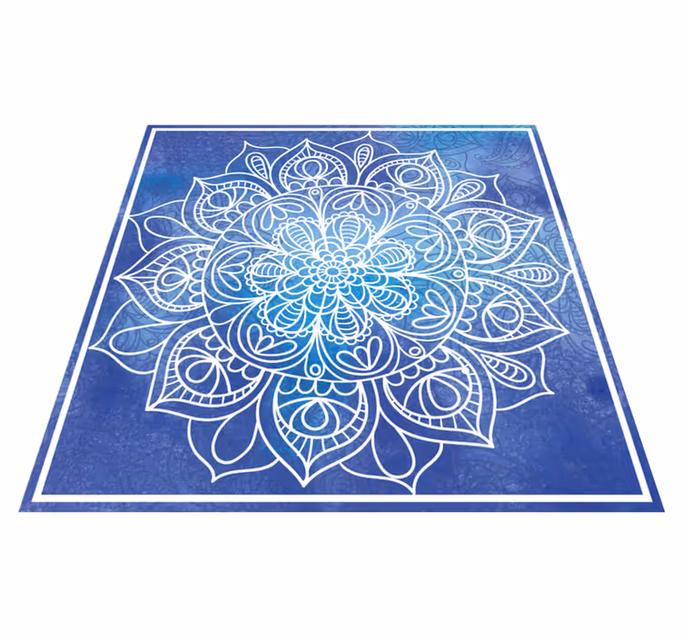 Modrá ručne kreslená mandala vinylový koberec mandala - Tenstickers