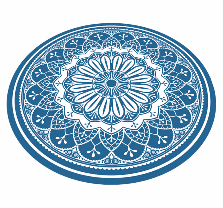 Veľká mandala na modrom vinylovom koberci z mandaly - Tenstickers