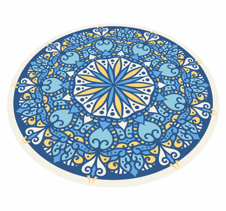 vinylový koberec mandala zložitý modrý motív - Tenstickers