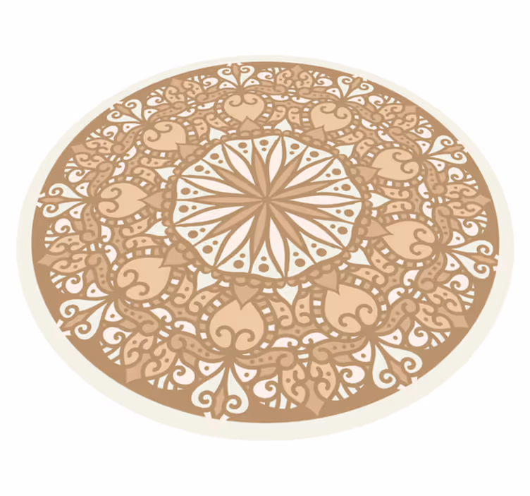 Kruhový béžový mozaikový mandala vinylový koberec - Tenstickers
