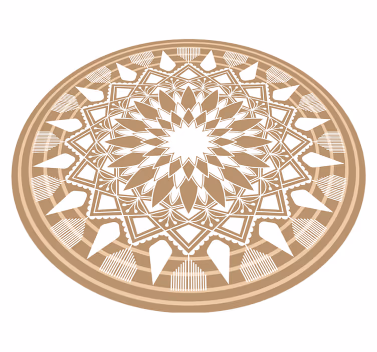 Prírodný veľký mandala kruhový vinylový koberec - Tenstickers