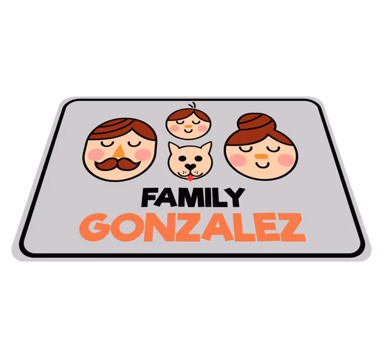 Mená s rodinou a psom. Personalizovaná mat - Tenstickers