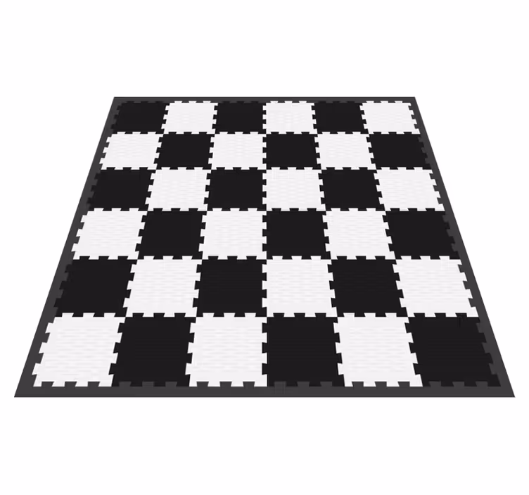 vinylový koberec s geometrickýmy tvarmi šachovnicový dizajn - Tenstickers