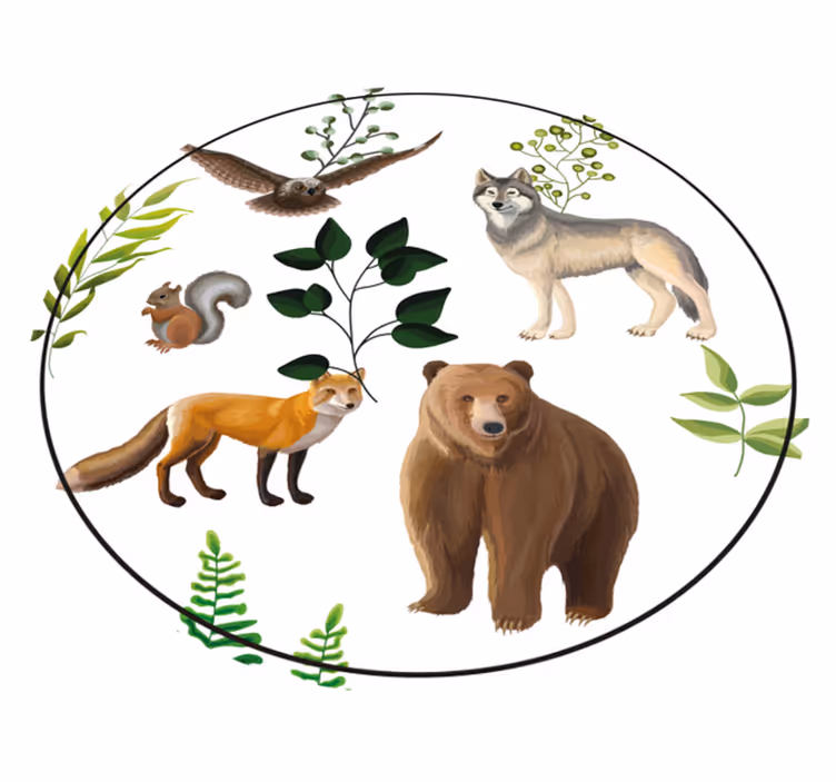 rôzne vinylové koberce pre deti priateľské lesné stvorenia - Tenstickers