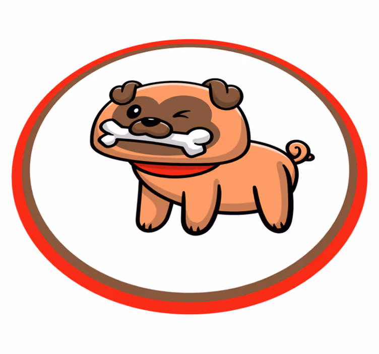 vinylové koberce zvieratá buldog s kosťou - Tenstickers