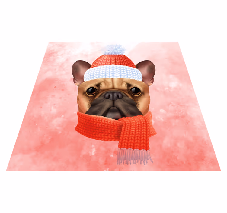 vinylové koberce zvieratá francúzsky buldog zima - Tenstickers