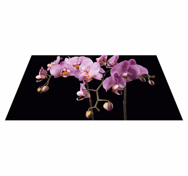 Orchidea čierne pozadie kvetinový koberec - Tenstickers