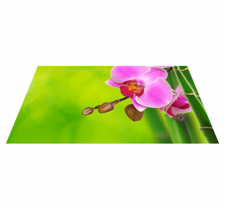 Orchideový a bambusový kvetinový vinylový koberec - Tenstickers
