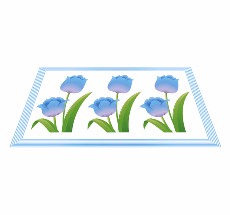 vinylový koberec s kvetmi modrý tulipánový nábytok - Tenstickers