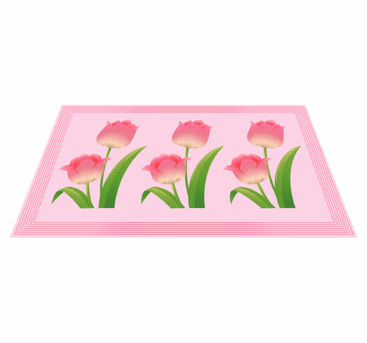 vinylový koberec s kvetmi ružová tulipánová výzdoba - Tenstickers