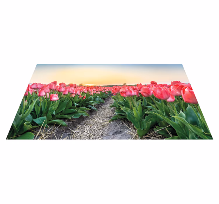 vinylový koberec s kvetmi perspektíva tulipánového poľa - Tenstickers