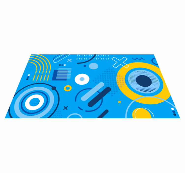 vinylový koberec s geometrickýmy tvarmi modrý moderný motív - Tenstickers