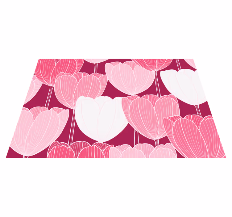 vinylový koberec s kvetmi ružové tulipánové prvky - Tenstickers