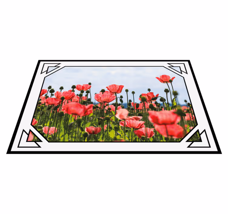 červený a zelený makový kvetinový koberec - Tenstickers