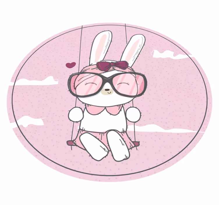 detský vinylový koberec roztomilý zajačik sa hojdá - Tenstickers