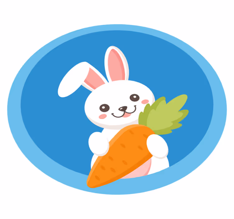 Králik s jedným uchom hore zvierací koberec - Tenstickers