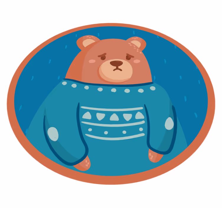vinylový koberec pre bábätko sveter so smutným medveďom - Tenstickers