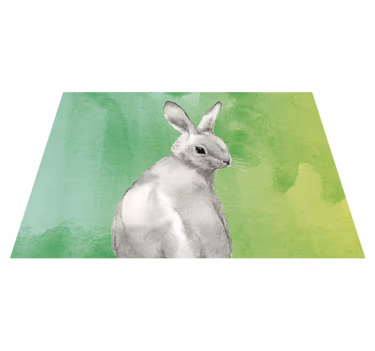 Králik na zelenom pozadí zvierací koberec - Tenstickers