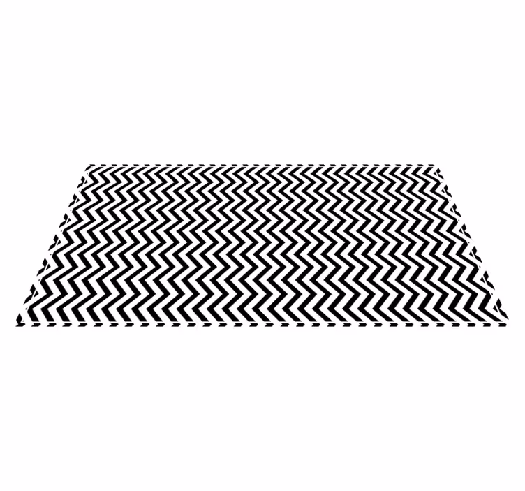 Vinylový koberec s geometrickými tvarmi chevron čierno-biely - Tenstickers
