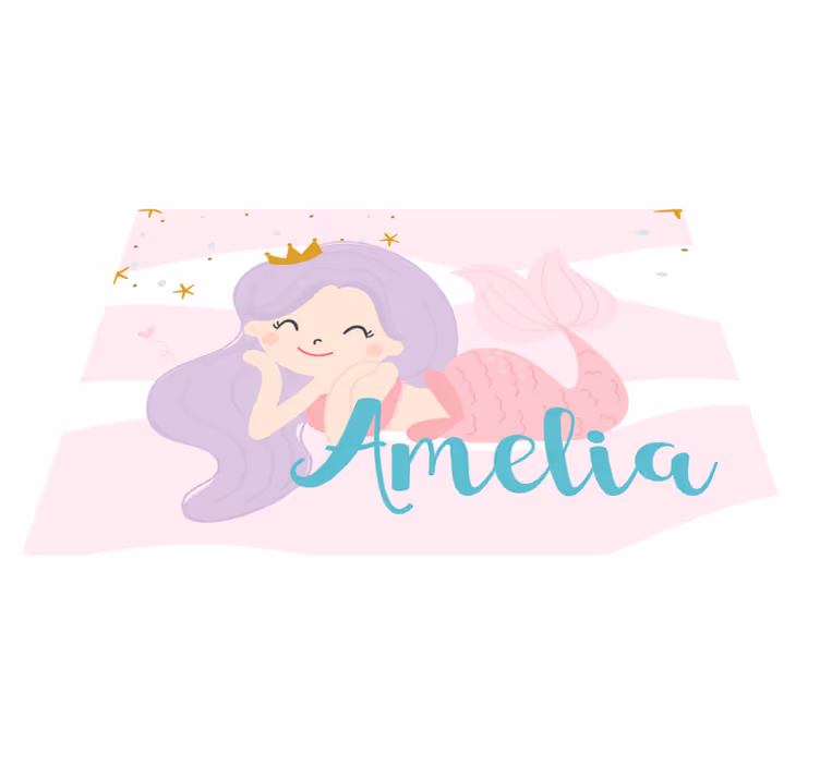 Detský vinylový koberec morská panna meno princeznej - Tenstickers
