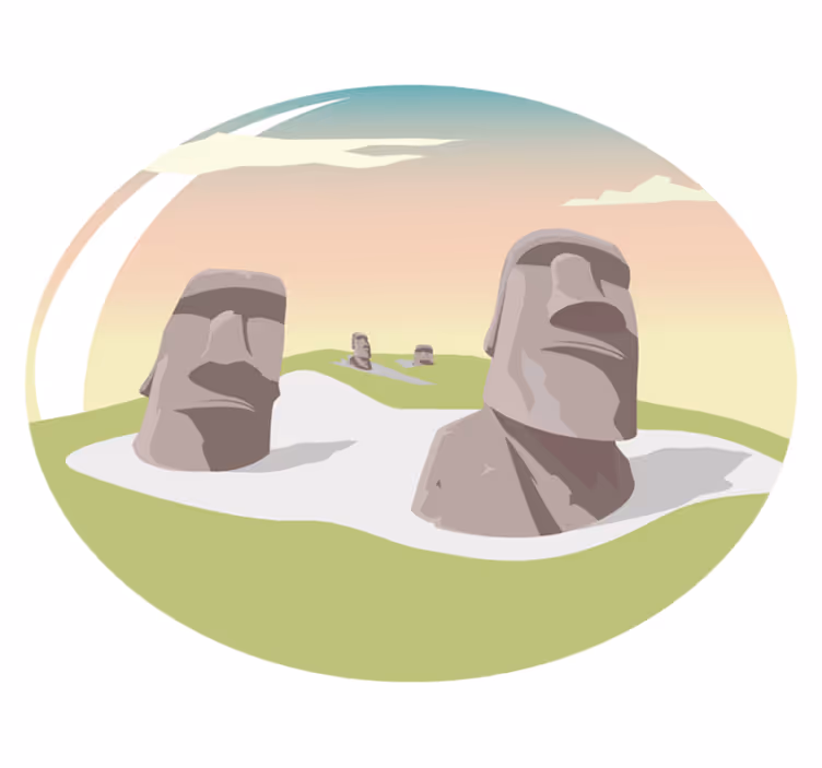 prírodný vinylový koberec siluety kameňov moai - Tenstickers