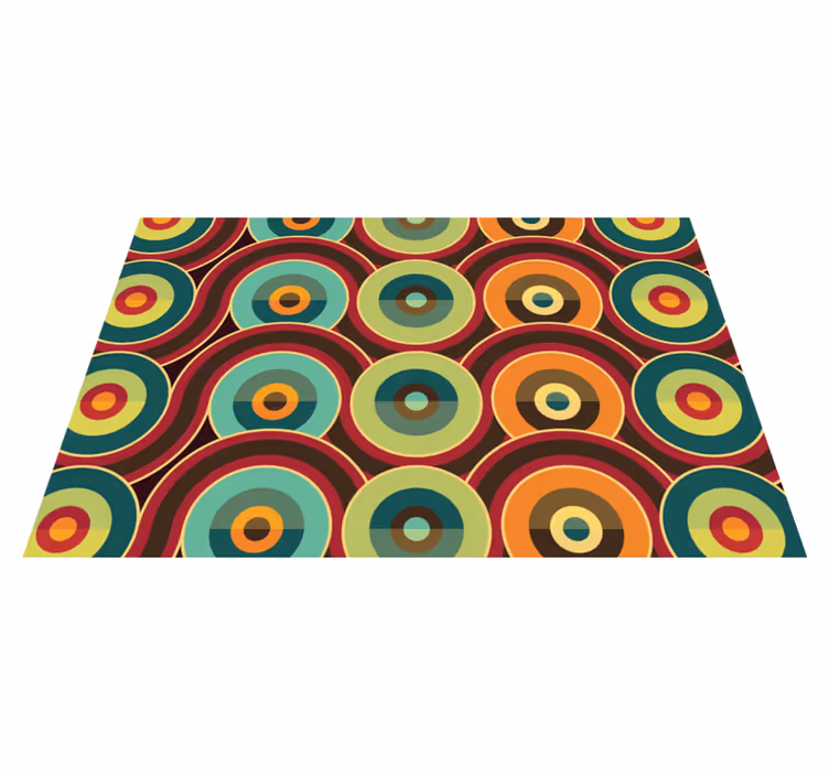 vinylový koberec s geometrickýmy tvarmi živý kruhový motív - Tenstickers