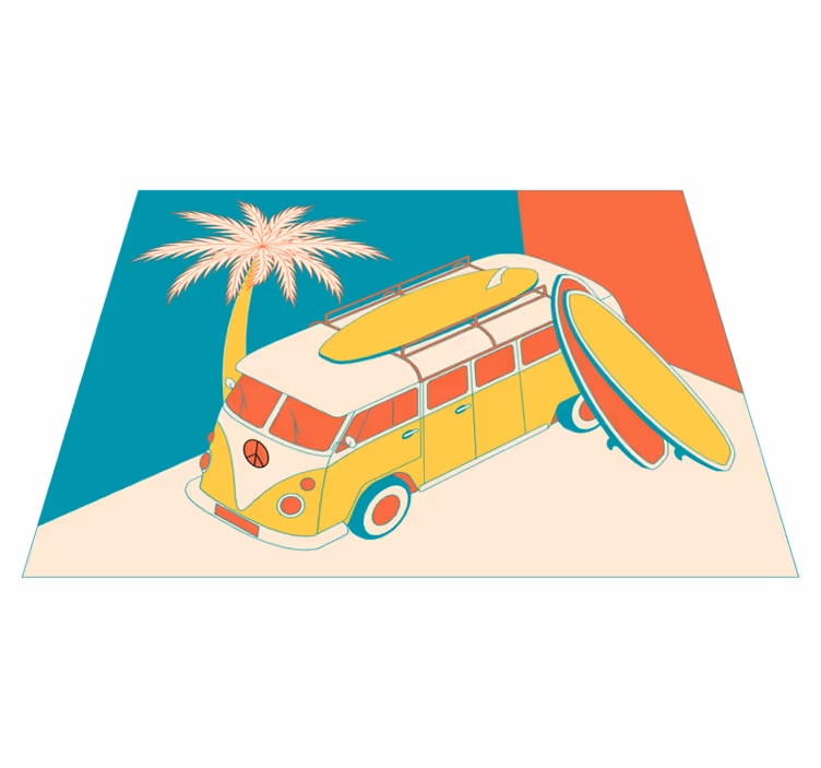 Vinylový koberec vintage dobrodružstvo s surferskou dodávkou - Tenstickers
