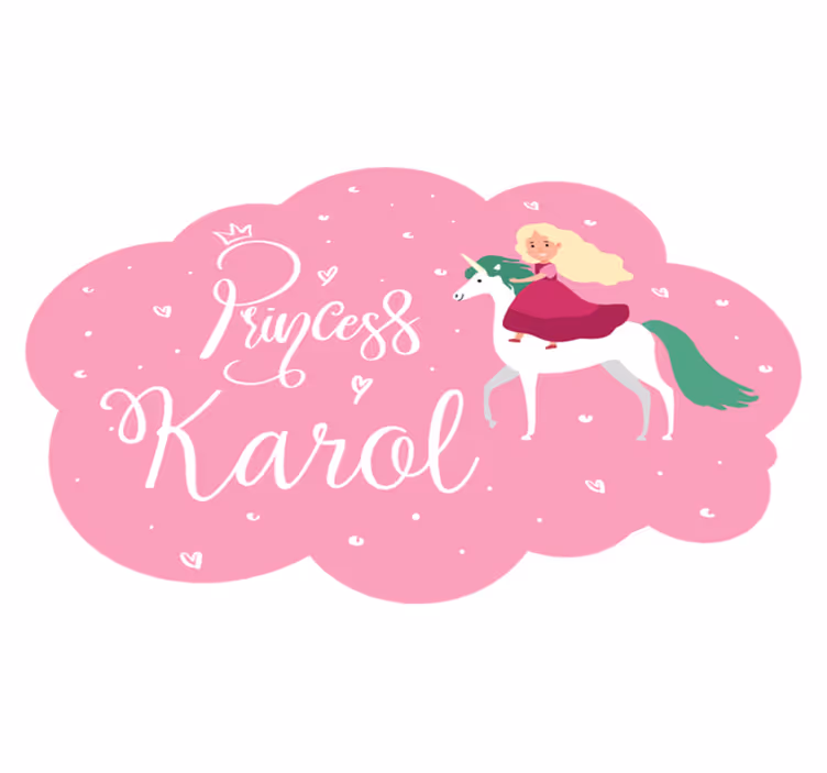 Princezná na koni personalizovaná podložka - Tenstickers