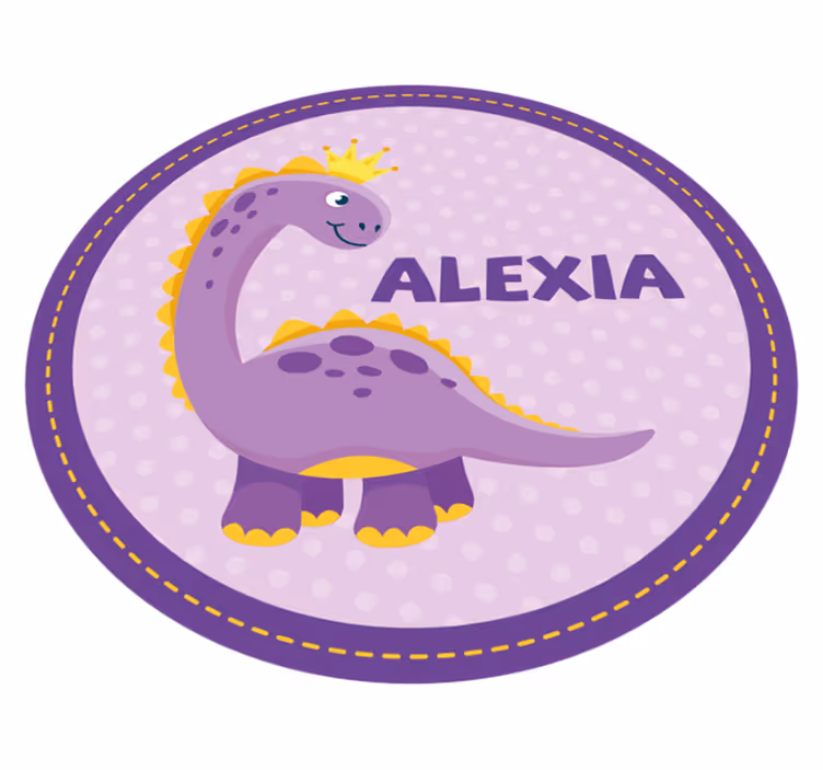 Kruhová dinosauria princezná personalizovaná podložka - Tenstickers