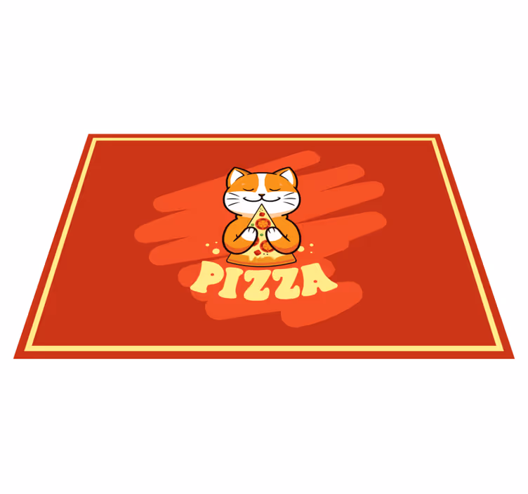 vinylový koberec do kuchyne roztomilá mačka s pizzou - Tenstickers
