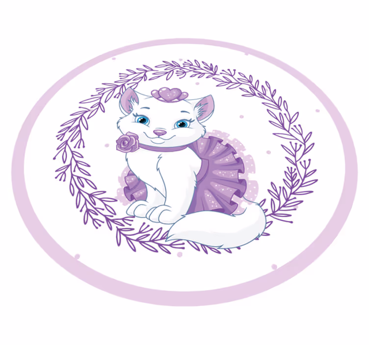 vinylový koberec pre bábätko fialová kvetinová mačička - Tenstickers