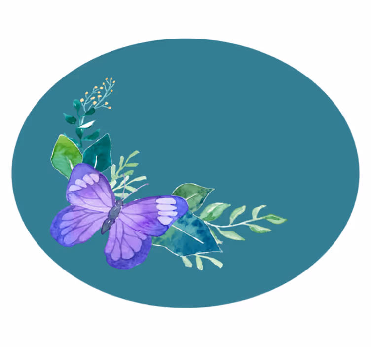 vinylový koberec s kvetmi botanický motív motýľa - Tenstickers