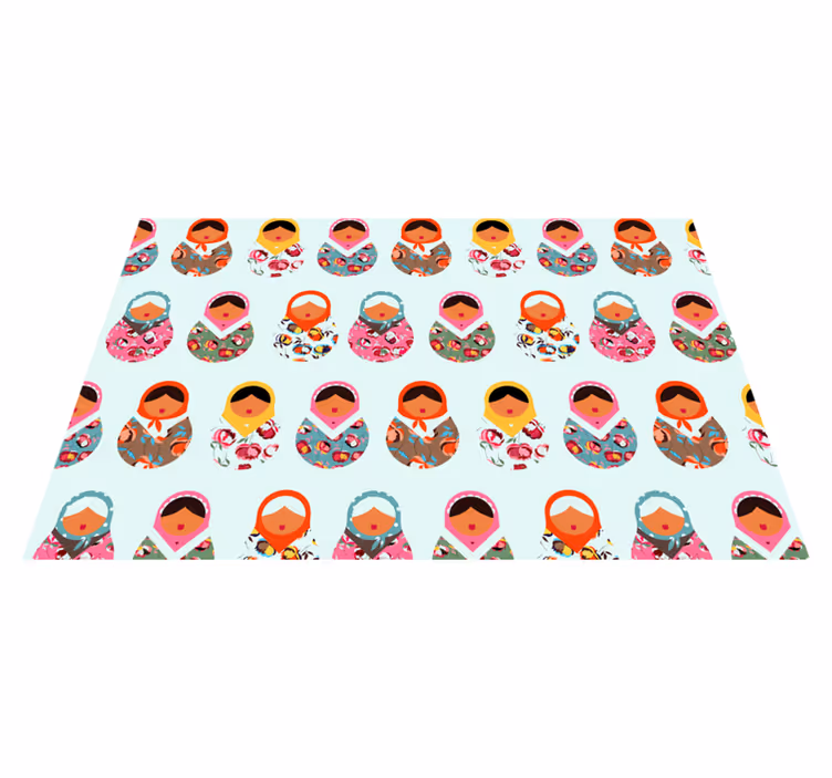 etnický vinylový koberec žiarivé matriošky - Tenstickers