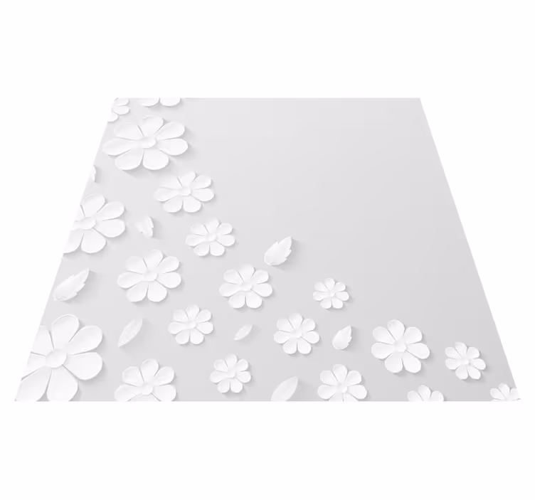 vinylový koberec s kvetmi biely kvetinový vzor - Tenstickers