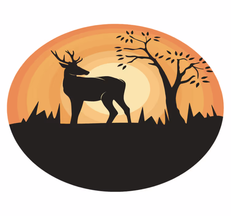 Vinylový koberec vintage retro pokojná silueta jeleňa - Tenstickers