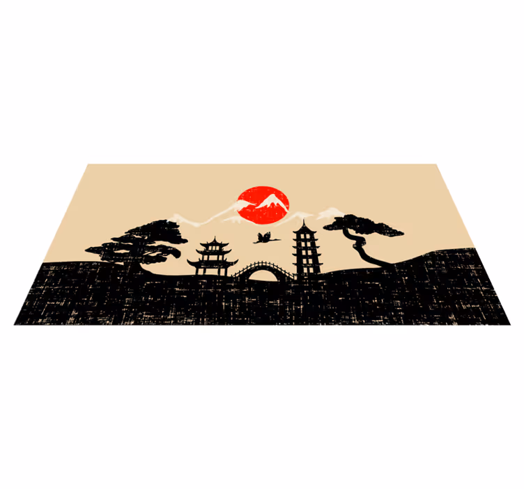 vinylový koberec do spálne japonská krajinná scéna - Tenstickers