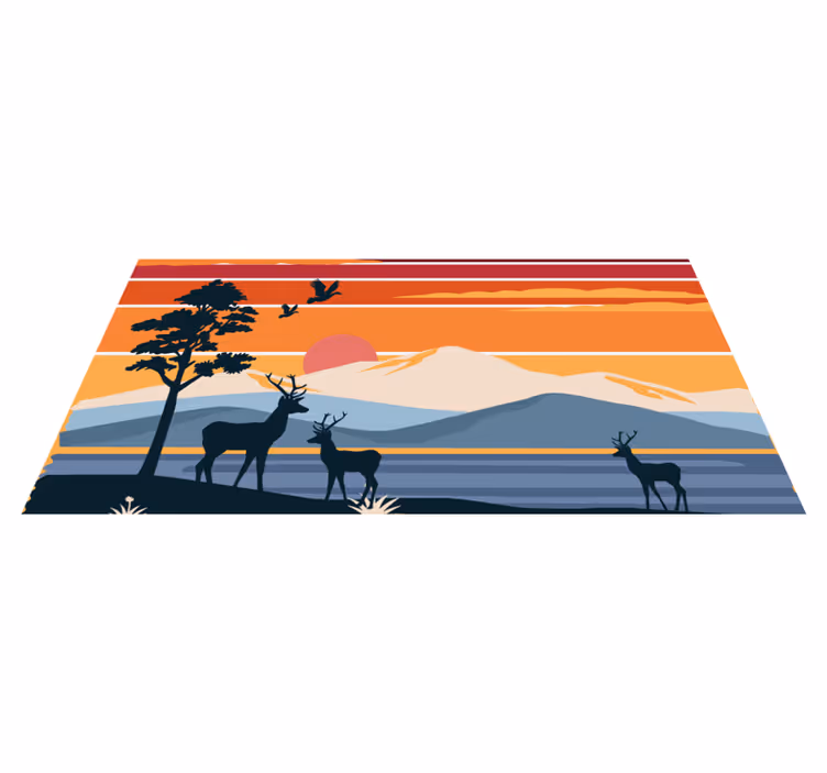 prírodný vinylový koberec scéna divočiny pri západe slnka - Tenstickers