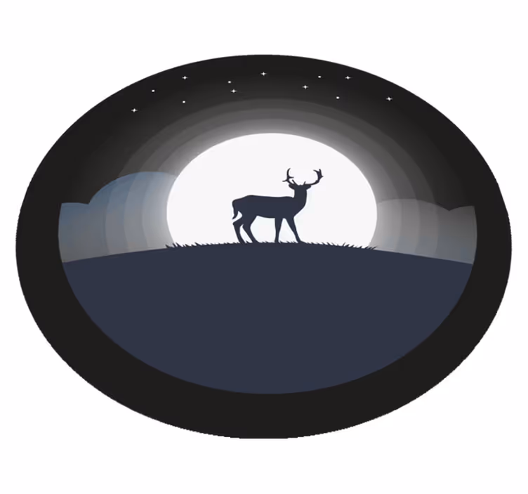 okrúhly vinylový koberec jeleň pod mesiacom - Tenstickers