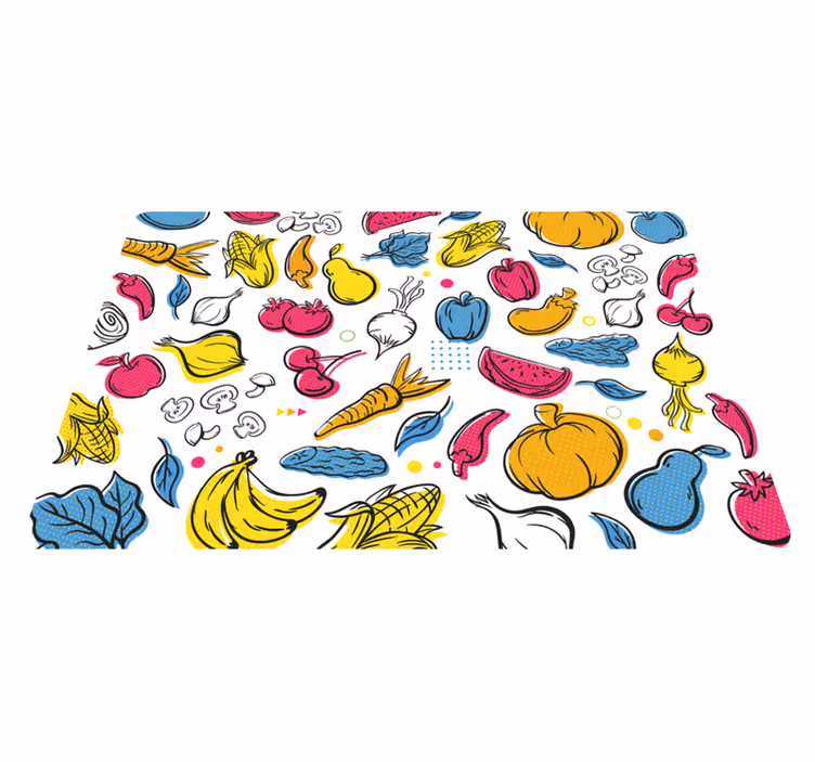 vinylový koberec do kuchyne živá ilustrácia ovocia - Tenstickers