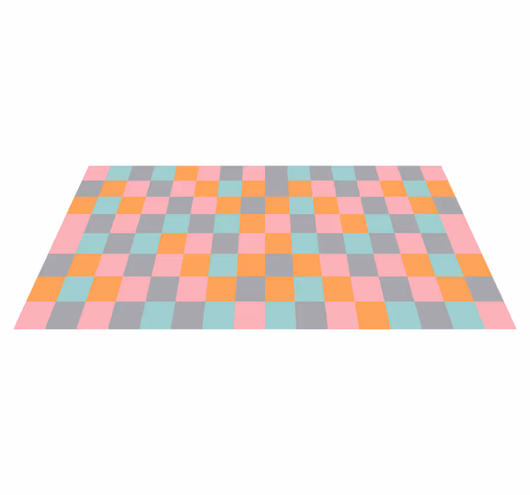vinylový koberec s geometrickýmy tvarmi farebná šachovnica - Tenstickers
