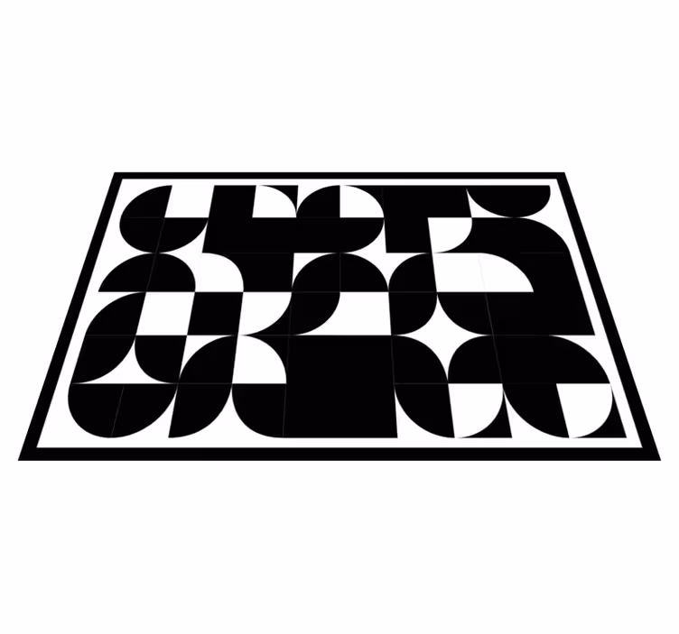 Vinylový koberec s geometrickými tvarmi v čiernych krivkách - Tenstickers