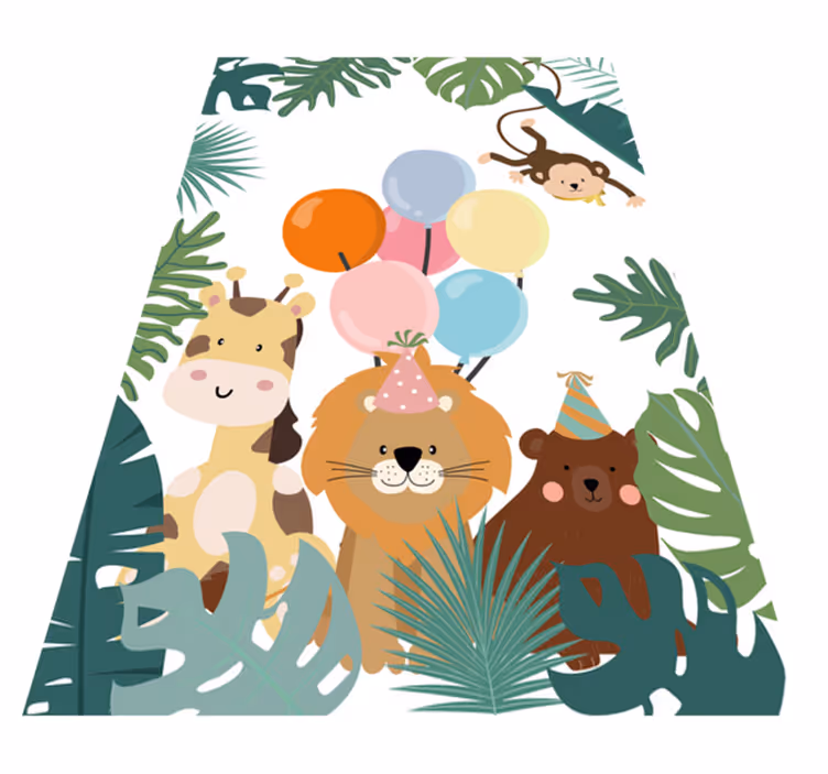 Safari zvieratá so vzduchovými balónmi zvierací koberec - Tenstickers