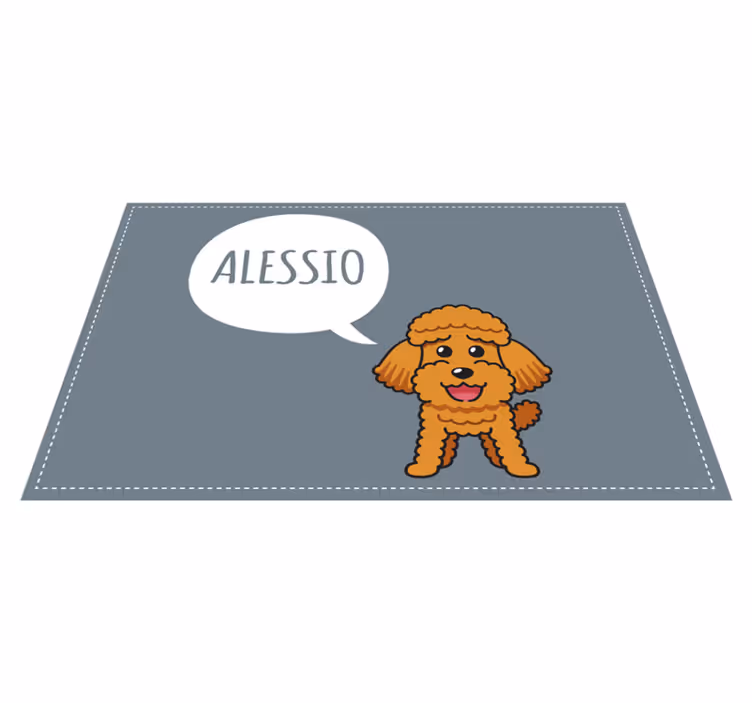 vinylový koberec s menom šťastné šteniatko pudla - Tenstickers